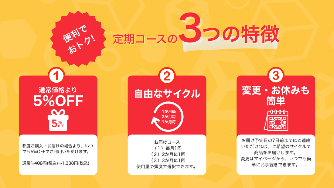 定期購入サービスを開始！いつでも5%OFF